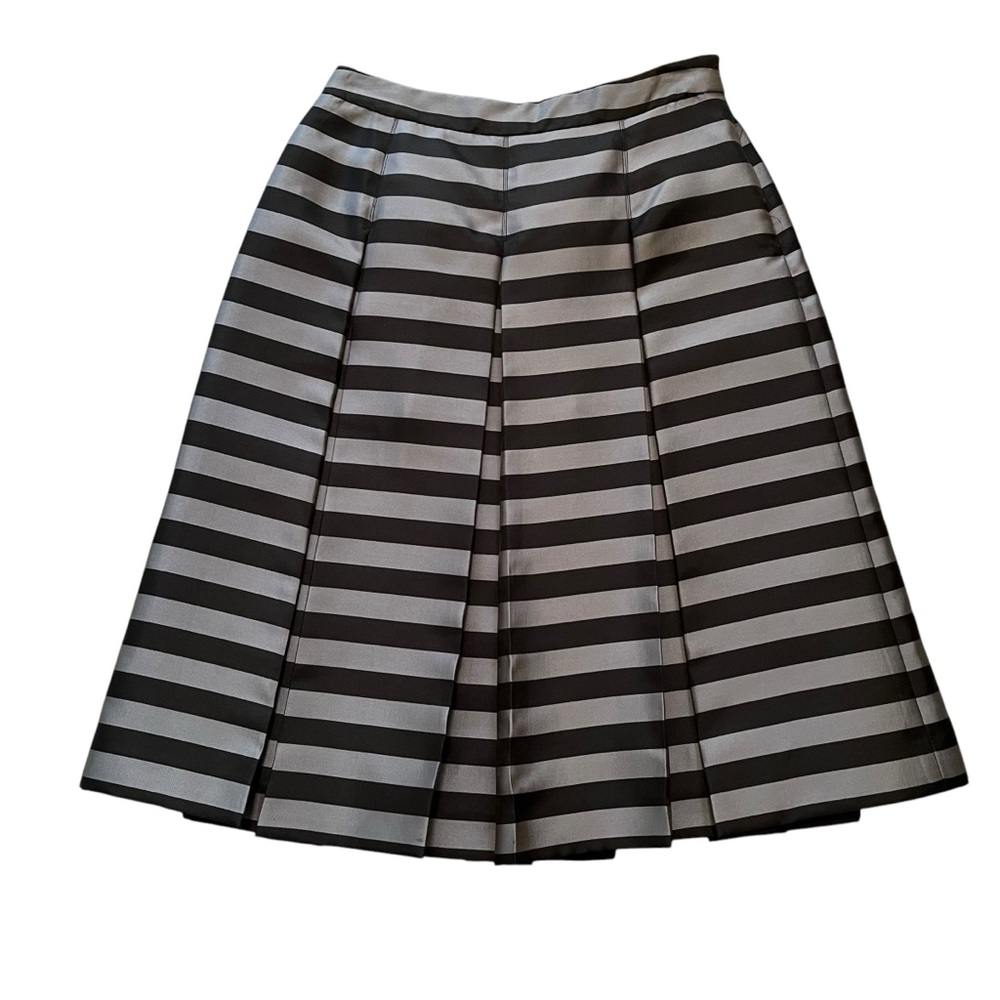 Halogen Black & Gray Horizontal Stripe A-Line Skirt